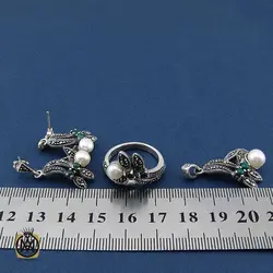 سرویس مروارید پرورشی اصل، جید و مارکازیت طرح کمند زنانه - کد 7062