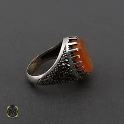 انگشتر عقیق یمن با حکاکی یا باقر علم النبی مردانه - کد 10723