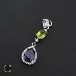 سرویس آمتیست، زبرجد و توپاز آبی طرح باران زنانه - کد 7130