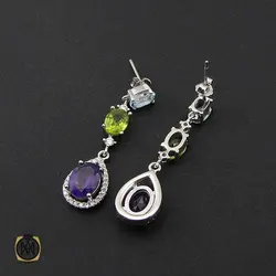 سرویس آمتیست، زبرجد و توپاز آبی طرح باران زنانه - کد 7130