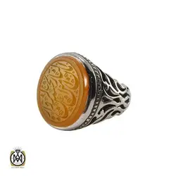 انگشتر عقیق یمن مردانه با حکاکی امان من النار الزوار الحسين (ع) مردانه - کد 8122