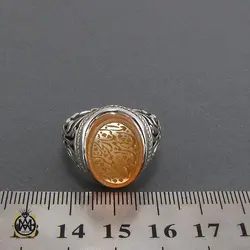 انگشتر عقیق یمن مردانه با حکاکی امان من النار الزوار الحسين (ع) مردانه - کد 8122