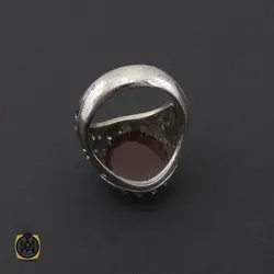 انگشتر عقیق یمن و زمرد مردانه دست ساز - کد 8725
