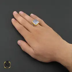 انگشتر عقیق کبود یمن تراش دست ساز مردانه - کد 8920