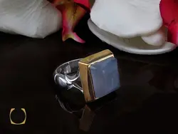 انگشتر عقیق کبود یمن تراش دست ساز مردانه - کد 8920