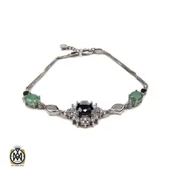 دستبند یاقوت کبود و زمرد زنانه طرح یاسمن – کد 1002