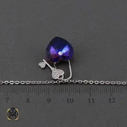 گردنبند نقره زنانه برند سواروسکی طرح قلب و کلید - کد 3370