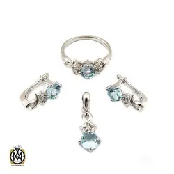 سرویس توپاز آبی خوش رنگ طرح دالیا - کد 7353