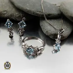 سرویس توپاز آبی خوش رنگ طرح دالیا - کد 7353