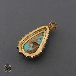 مدال فیروزه نیشابوری خوش رنگ و الماس اصل طرح بهاره زنانه - کد 3327