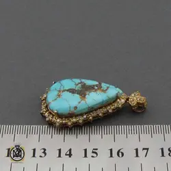 مدال فیروزه نیشابوری خوش رنگ و الماس اصل طرح بهاره زنانه - کد 3327