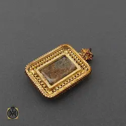 مدال فیروزه نیشابوری خوش رنگ و الماس اصل طرح دنیا زنانه - کد 3328