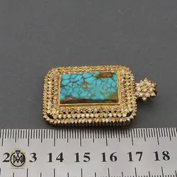 مدال فیروزه نیشابوری خوش رنگ و الماس اصل طرح دنیا زنانه - کد 3328