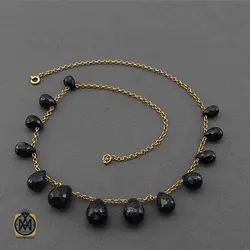 گردنبند یاقوت کبود تیره زنانه طرح روژیا - کد 3429