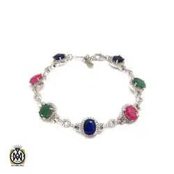 دستبند یاقوت و زمرد زنانه طرح گلديس - کد 1052