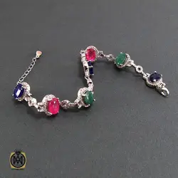 دستبند یاقوت و زمرد زنانه طرح گلديس - کد 1052