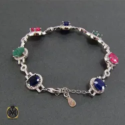 دستبند یاقوت و زمرد زنانه طرح گلديس - کد 1052