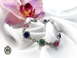 دستبند یاقوت و زمرد زنانه طرح گلديس - کد 1052