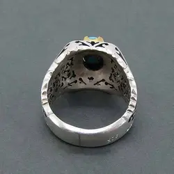 انگشتر فیروزه نیشابوری اصل مردانه دست ساز شبکه ای - کد 11309