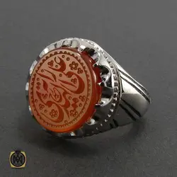 انگشتر عقیق یمن مردانه با حکاکی علی رایه الهدی - کد 8114