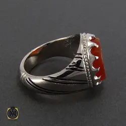 انگشتر عقیق یمن مردانه با حکاکی علی رایه الهدی - کد 8114
