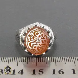 انگشتر عقیق یمن مردانه با حکاکی علی رایه الهدی - کد 8114