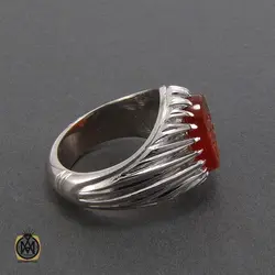 انگشتر عقیق یمن مردانه با حکاکی علی ولی الله - کد 8116