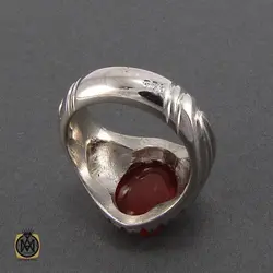 انگشتر عقیق یمن مردانه با حکاکی علی ولی الله - کد 8116