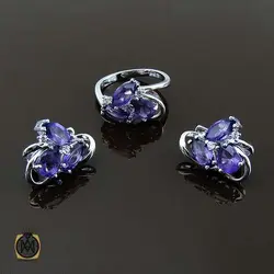 سرویس آمتیست زنانه خوش رنگ طرح نهال - کد 7366