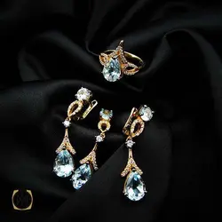 سرویس توپاز آبی مرغوب و خوش رنگ طرح پرینا - کد 7381
