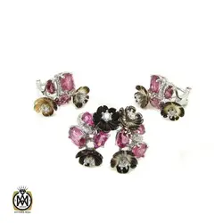 نیم ست تورمالین، کوارتز و صدف طرح نوشین زنانه - کد 7032