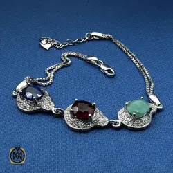 دستبند یاقوت و زمرد زنانه – کد 1006