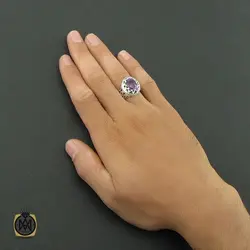 انگشتر آمتیست مردانه رکاب دست ساز - کد 8558