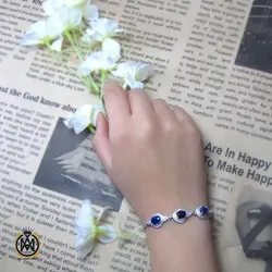 دستبند یاقوت کبود زنانه طرح نسیم – کد 1008