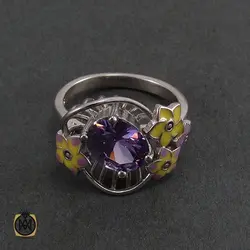 سرویس نقره و میناکاری زنانه طرح سنبل - کد 7043