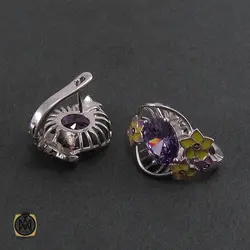 سرویس نقره و میناکاری زنانه طرح سنبل - کد 7043