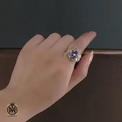 سرویس نقره و میناکاری زنانه طرح سنبل - کد 7043