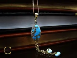 مدال فیروزه نیشابوری زنانه طرح خجسته - کد 3131