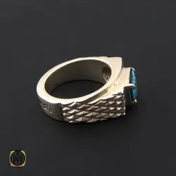 انگشتر فیروزه نیشابور صفوی مردانه رکاب هنر دست استاد شرفیان - کد 8571