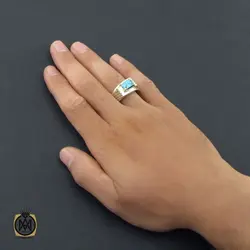 انگشتر فیروزه نیشابور صفوی مردانه رکاب هنر دست استاد شرفیان - کد 8571