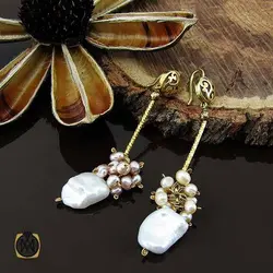گوشواره مروارید پرورشی اصل زنانه طرح آزیتا - کد 5081