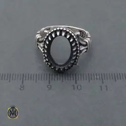 رکاب تک انگشتر نقره مردانه دو شاخ دور چنگ - کد 11350