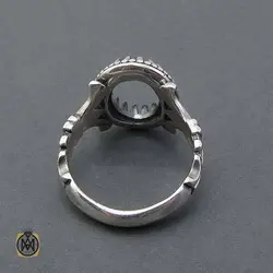 رکاب تک انگشتر نقره مردانه دو شاخ دور چنگ - کد 11350