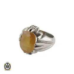 انگشتر یاقوت زرد آفریقایی مردانه دست ساز - کد 8747