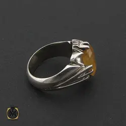 انگشتر یاقوت زرد آفریقایی مردانه دست ساز - کد 8747