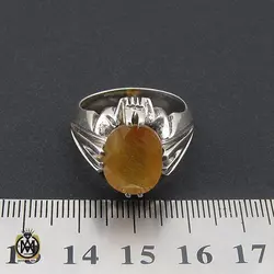 انگشتر یاقوت زرد آفریقایی مردانه دست ساز - کد 8747
