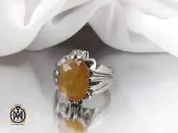 انگشتر یاقوت زرد آفریقایی مردانه دست ساز - کد 8747