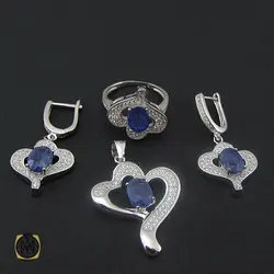 سرویس یاقوت کبود زنانه طرح گلبرگ - کد 7119