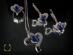 سرویس یاقوت کبود زنانه طرح گلبرگ - کد 7119