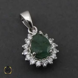 مدال زمرد طرح غنچه زنانه - کد 3214